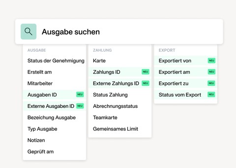 Granulare Kontrolle über Exportdaten von Geschäftsausgaben